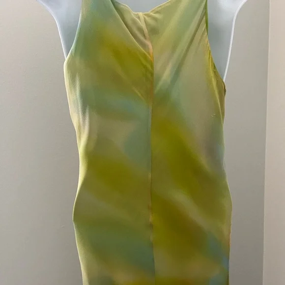 Sleeveless sexy Green Tie-Dye Slip Dress fairy festival - Picture 7 of 11